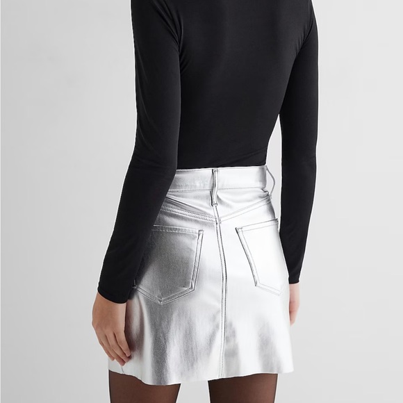 Express High Waisted Metallic Mini Skirt - Picture 4 of 13